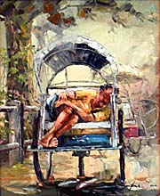 'Painting of a Sleeping Becak Driver' by Asienreisender